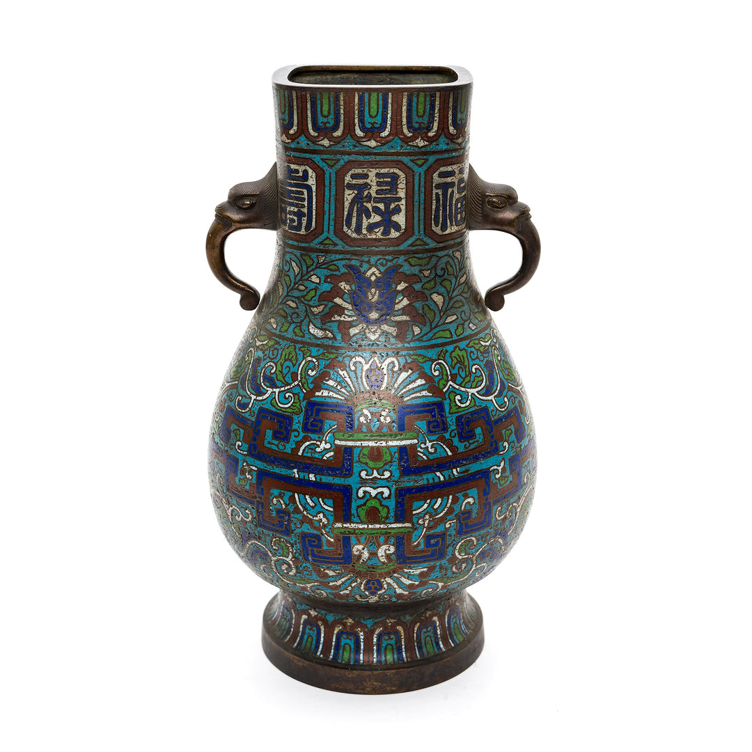Beautiful Chinese enamel vase with scroll patterns