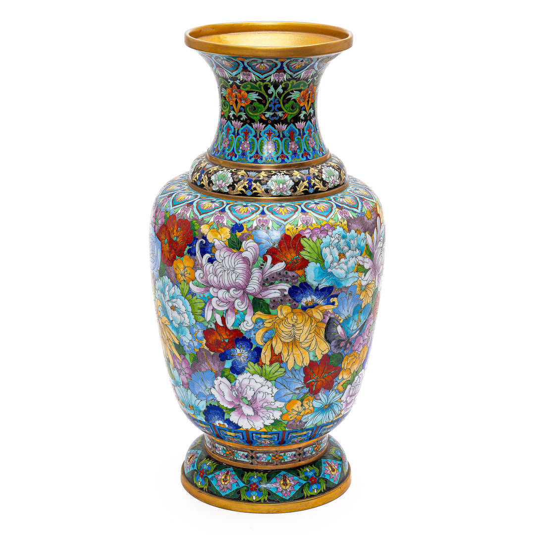 Colorful Botanical Cloisonne Vase