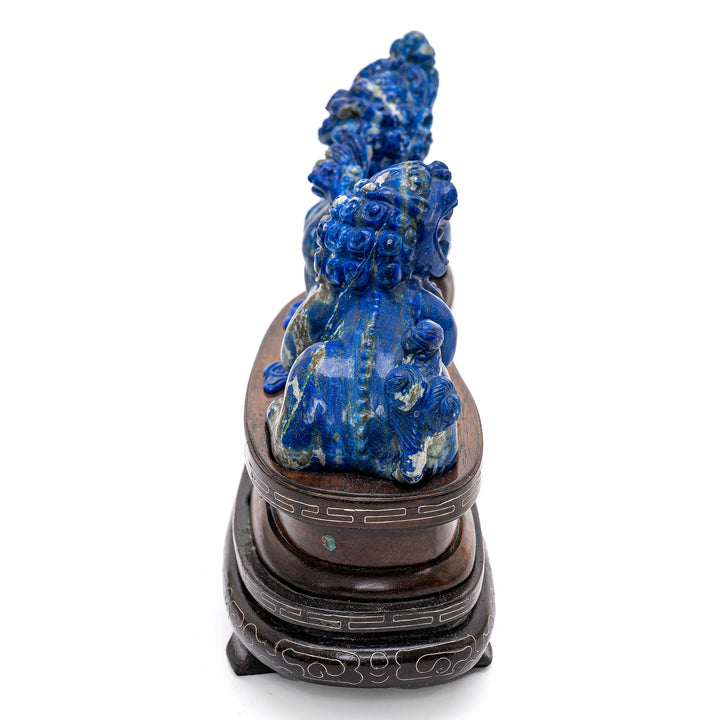 Majestic lapis Fu Lion duo with celestial appeal.