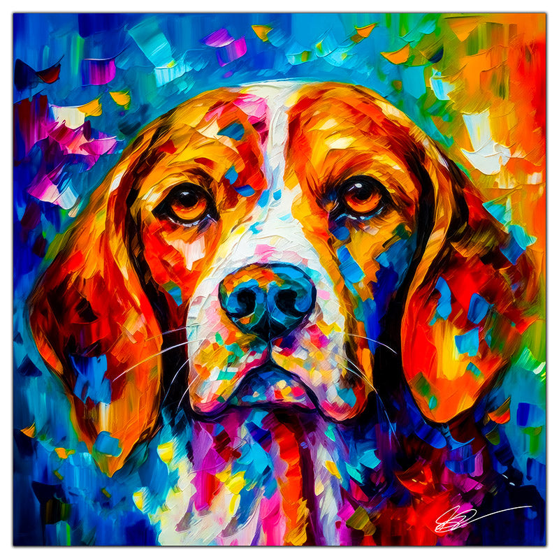 Colorful Beagle portrait in modern art style, perfect for home decor.