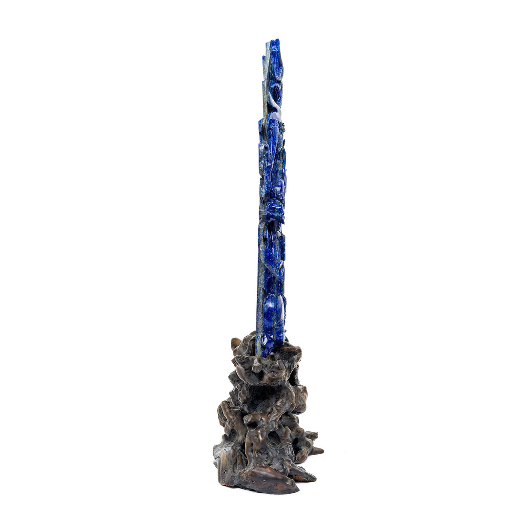 Side view of the sodalite dragon showcasing its dynamic form.