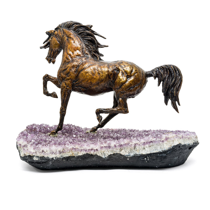 Opposite side angle showing powerful musculature of bronze stallion