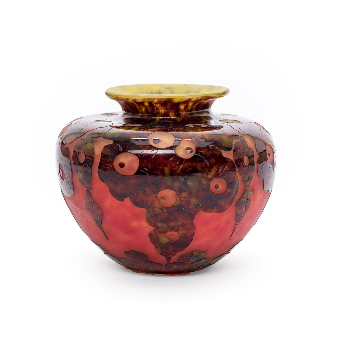 Charles Schneider cameo vase with poppy flowers