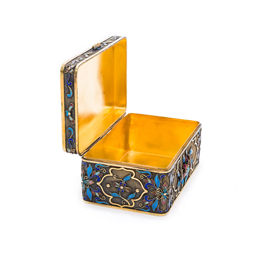 Decorative silver box with gilt interior