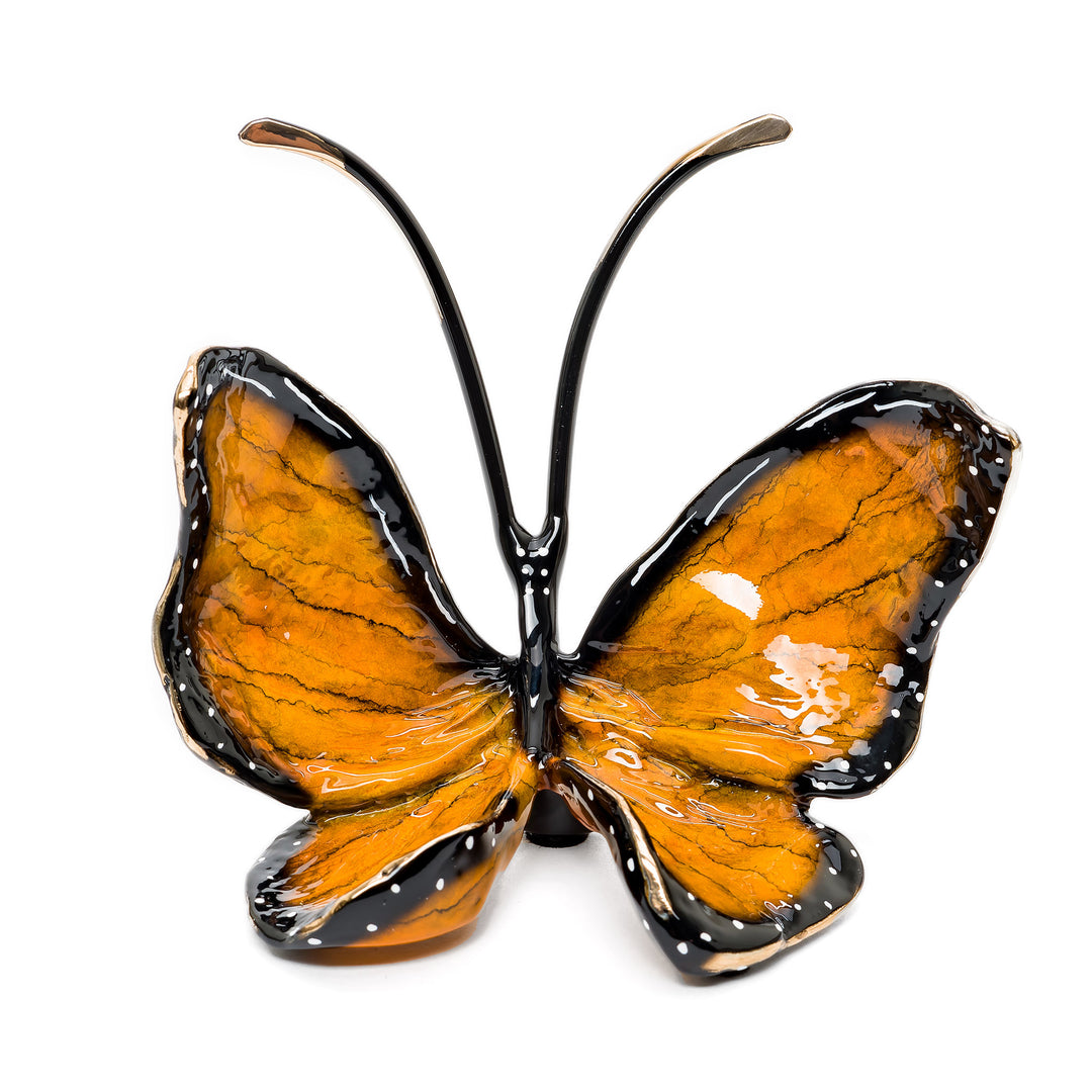Duke Monarch bronze butterfly sculpture in orange and black