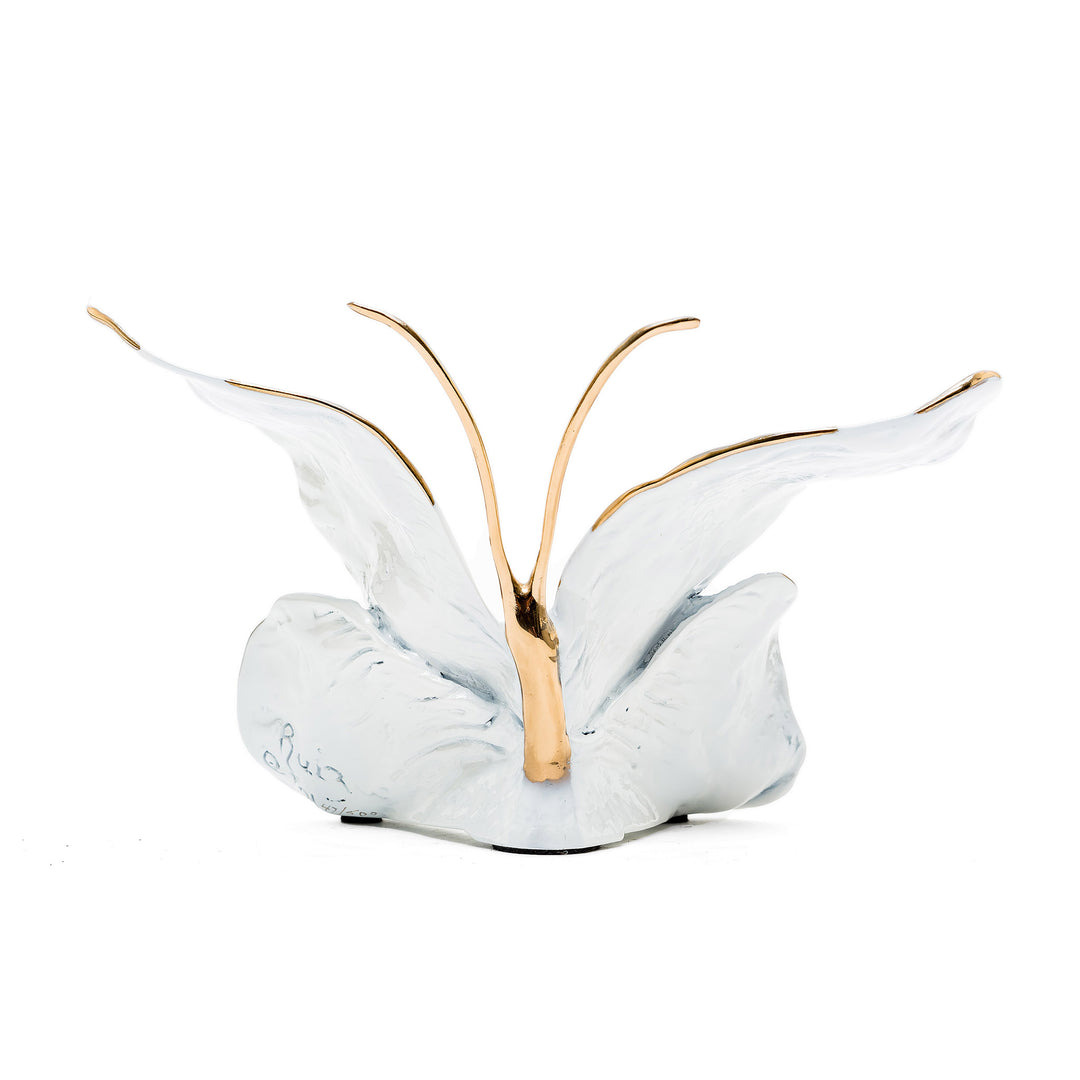 Rear view of butterfly sculpture with soft sheen and flow