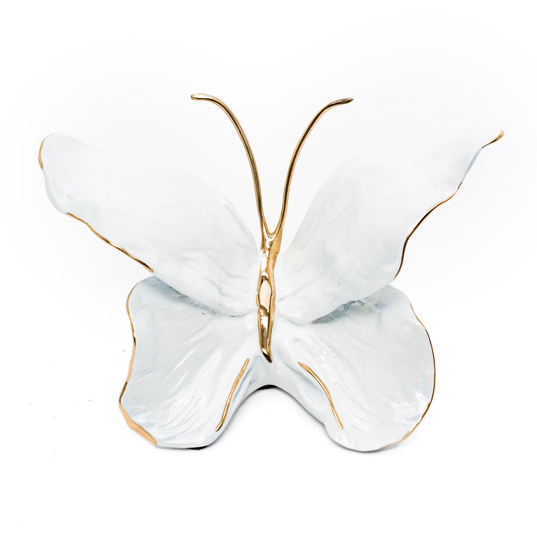 Dutchess Pearl butterfly sculpture in pearl-white enamel