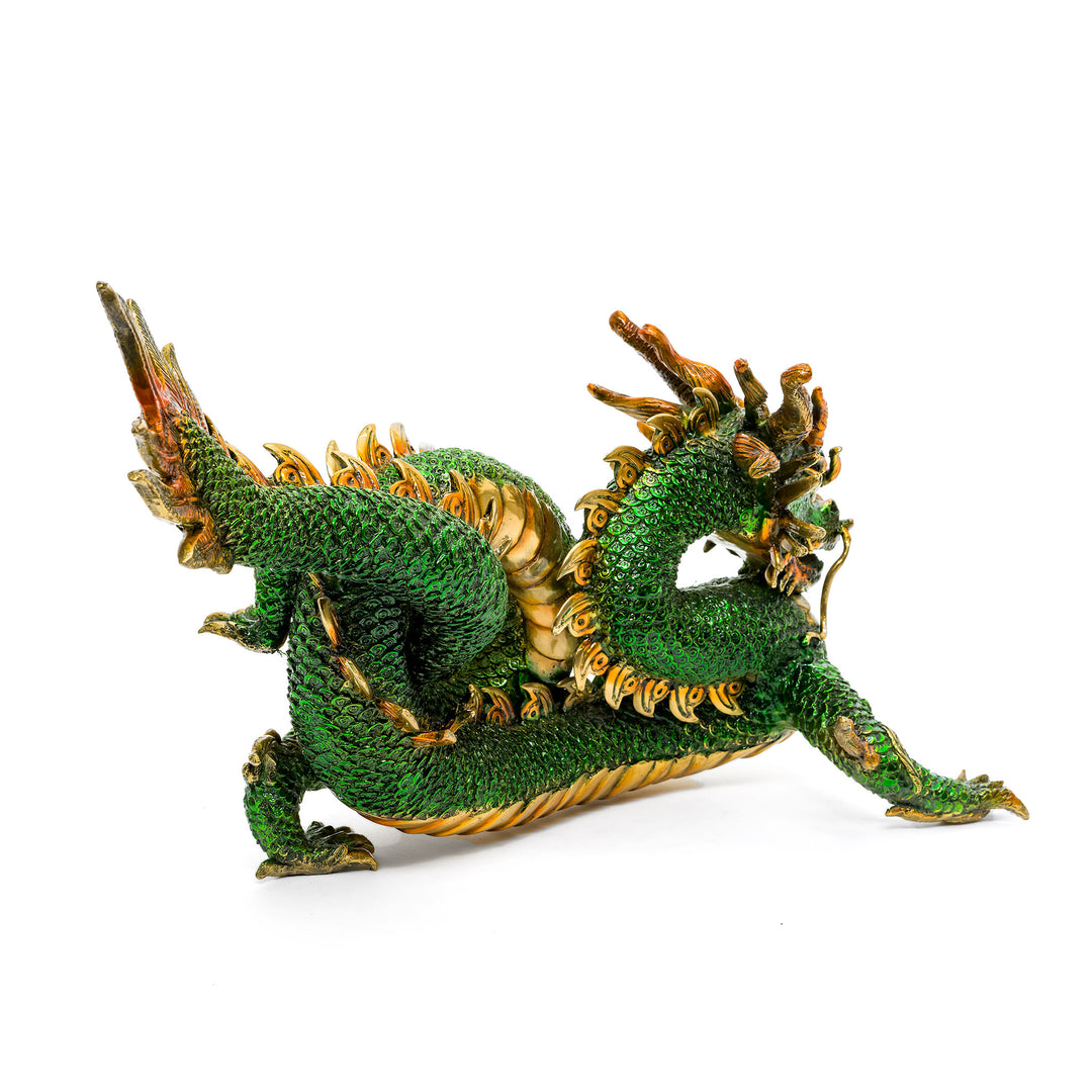 Fierce dragon figurine with sculpted horns and scales