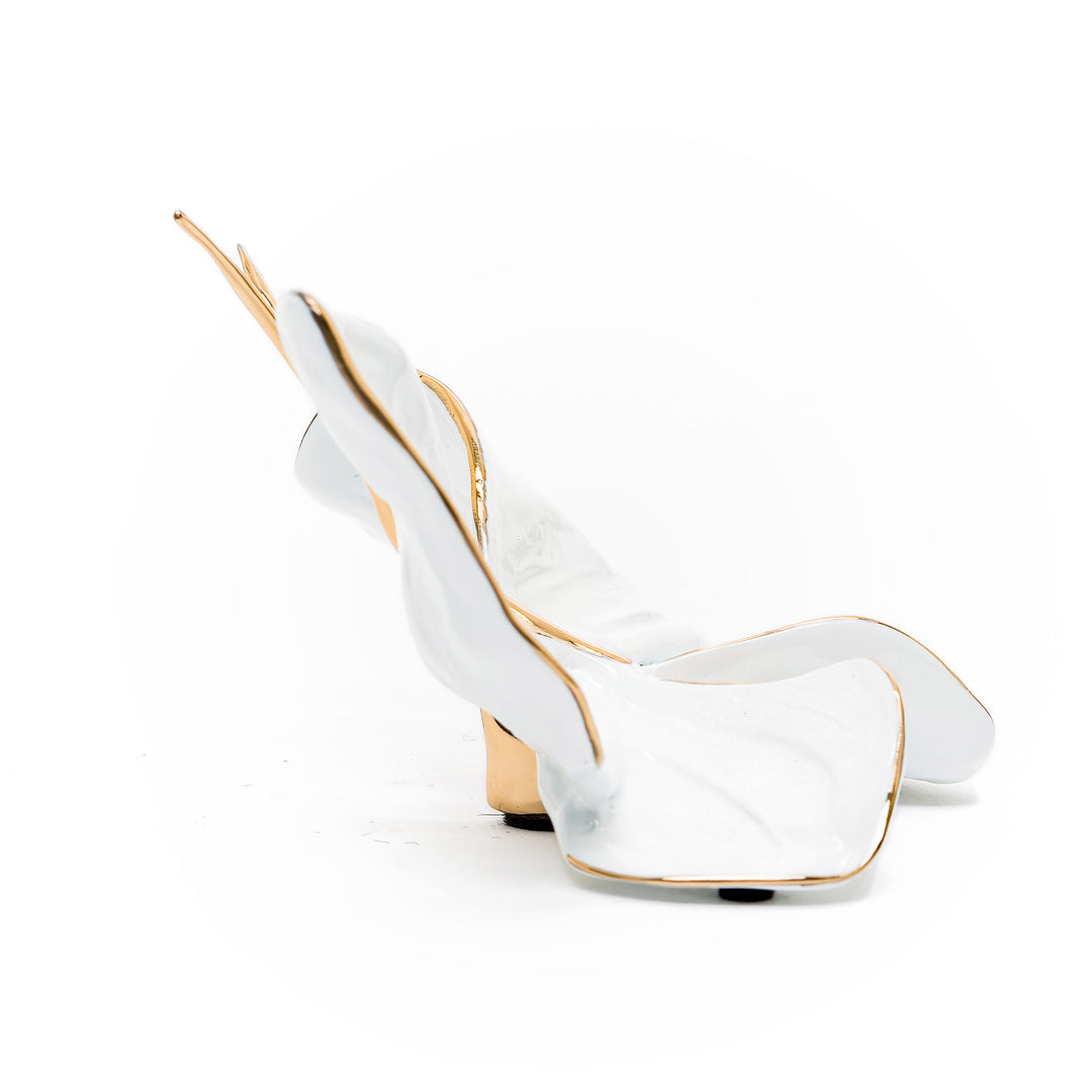 Glossy bronze butterfly sculpture with pearl patina