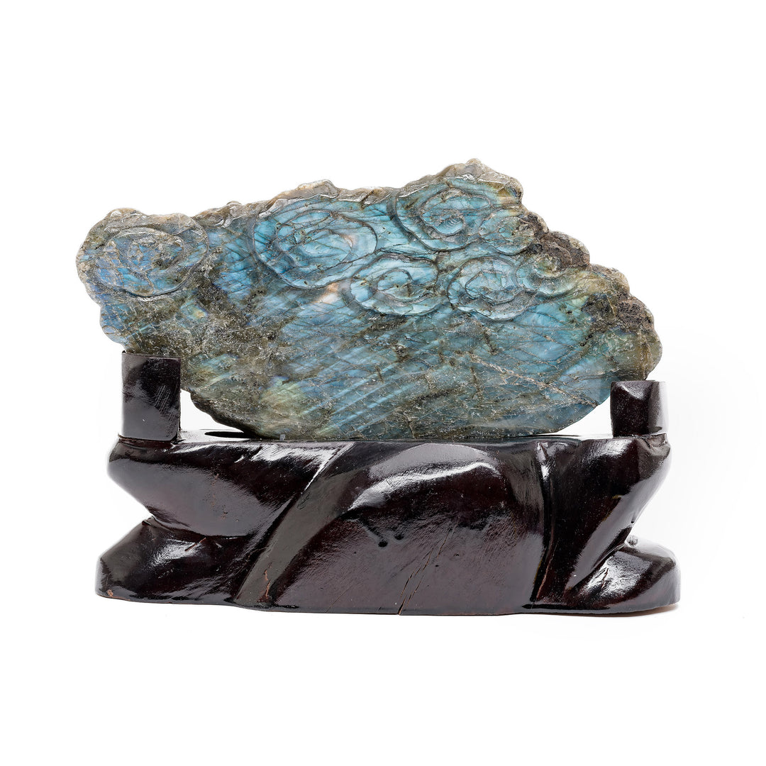 Iridescent gemstone artwork with twin dragons