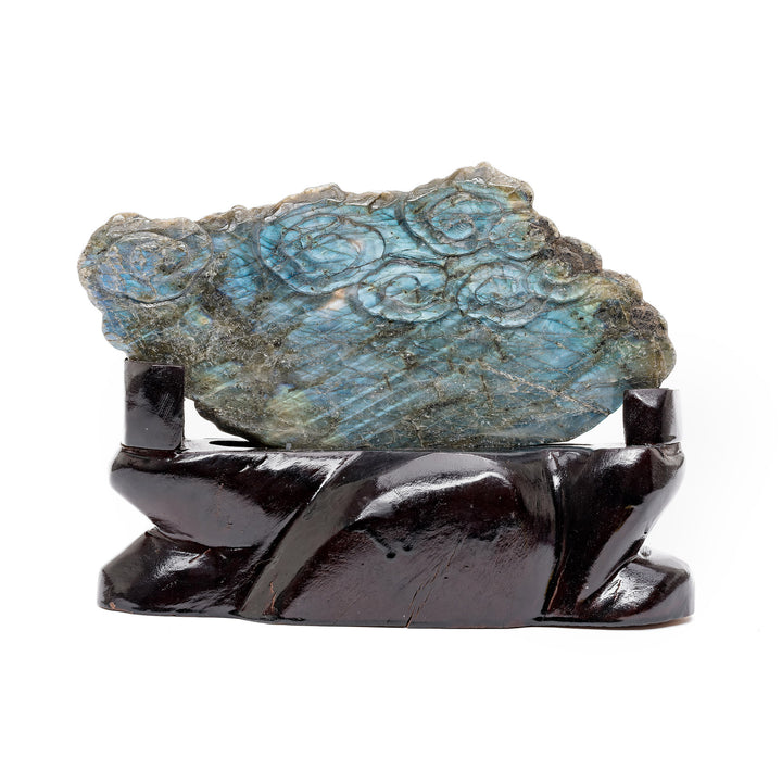 Iridescent gemstone artwork with twin dragons