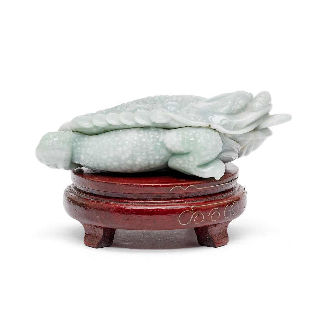 Carved jade wealth toad for feng shui display