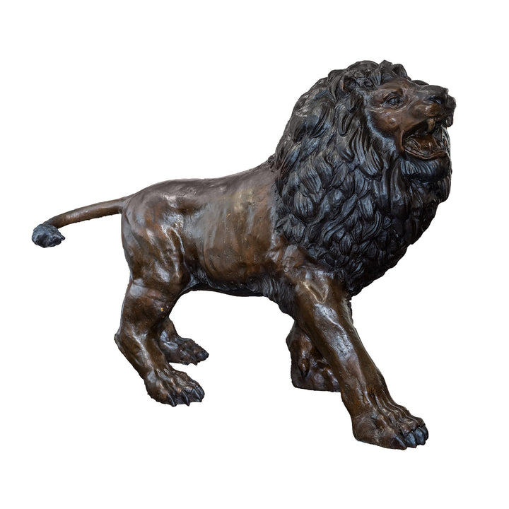 Pair of roaring bronze lions for luxury entrances
