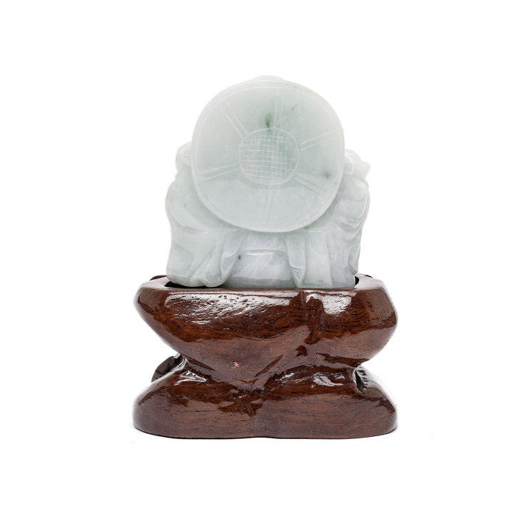 Rear of jade Buddha sculpture with polished finish