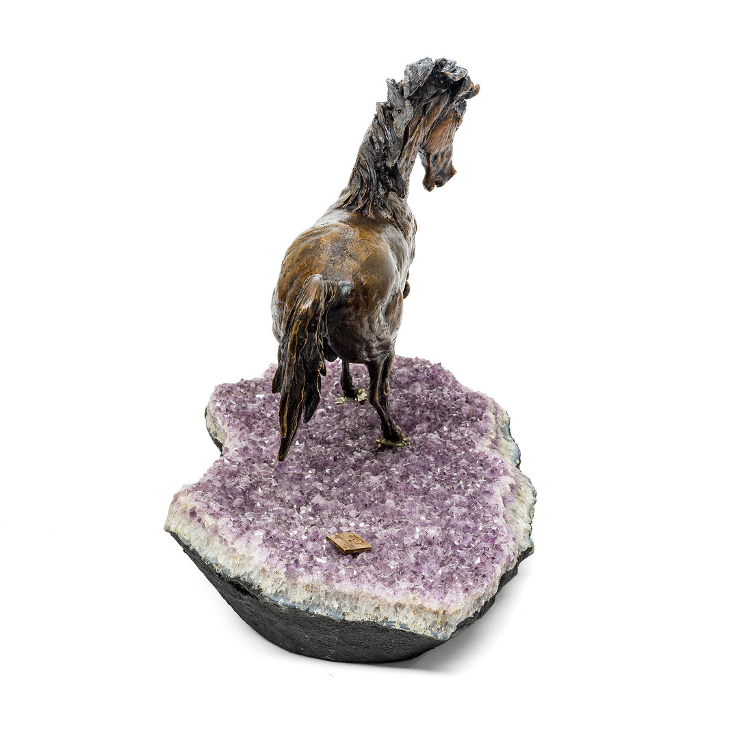 Rear view of Horse Furia statue showing motion and tail detail