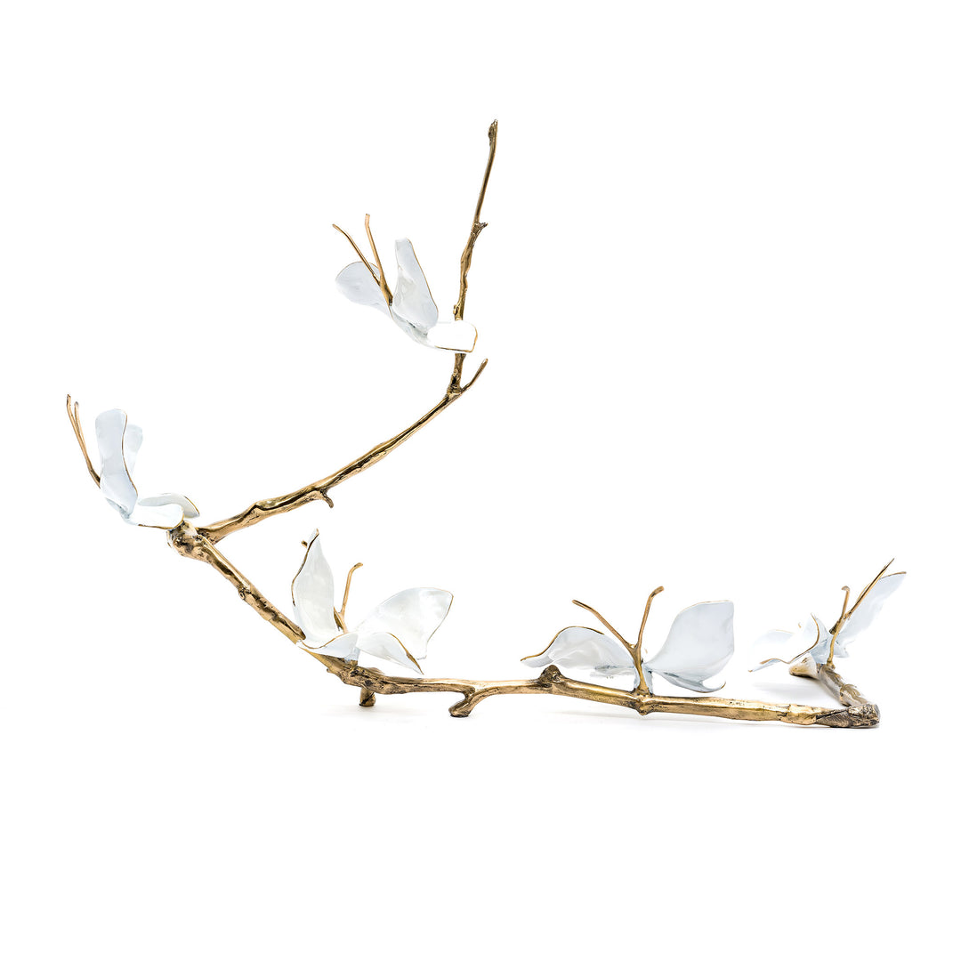 Full angle of Daybreak sculpture showing branch and butterflies