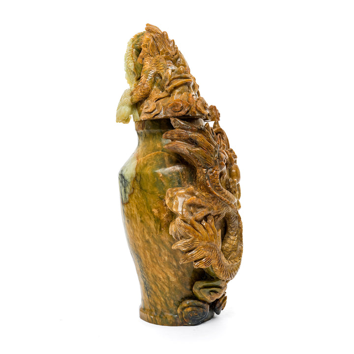 Stone dragon sculpture symbolizing power and protection.