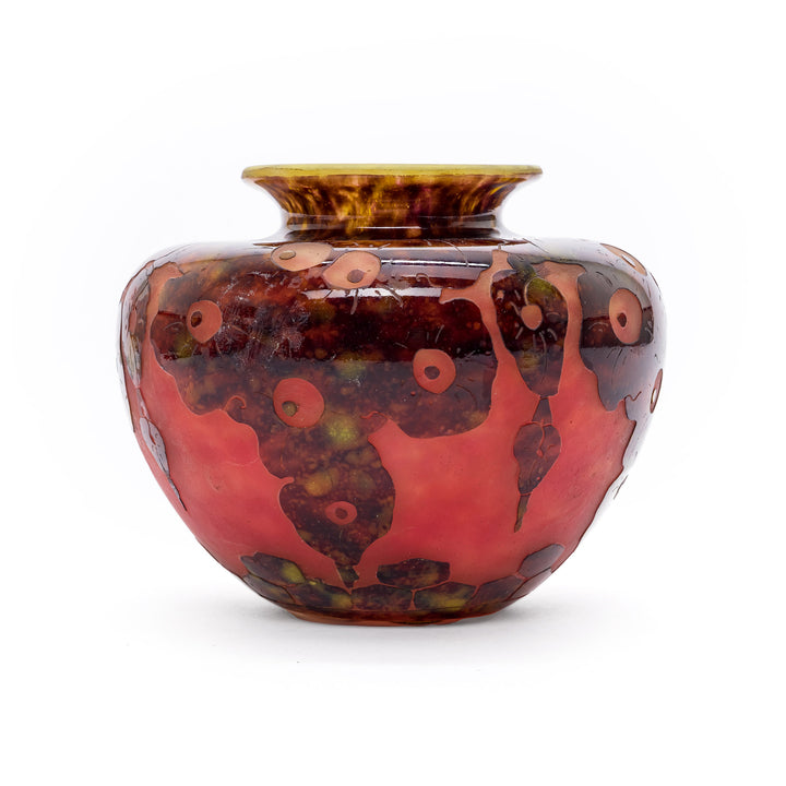 Stylized poppy motif on Schneider cameo vase