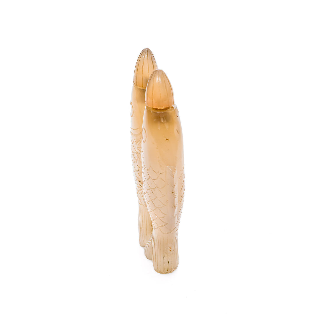 Symbolic Chinese fish bottle in caramel agate