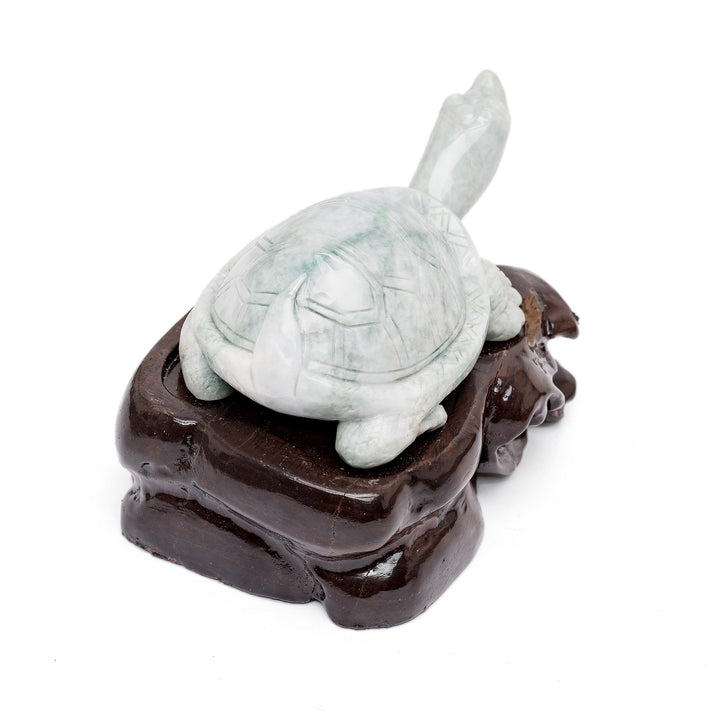 Top angle of jade turtle sculpture for home decor