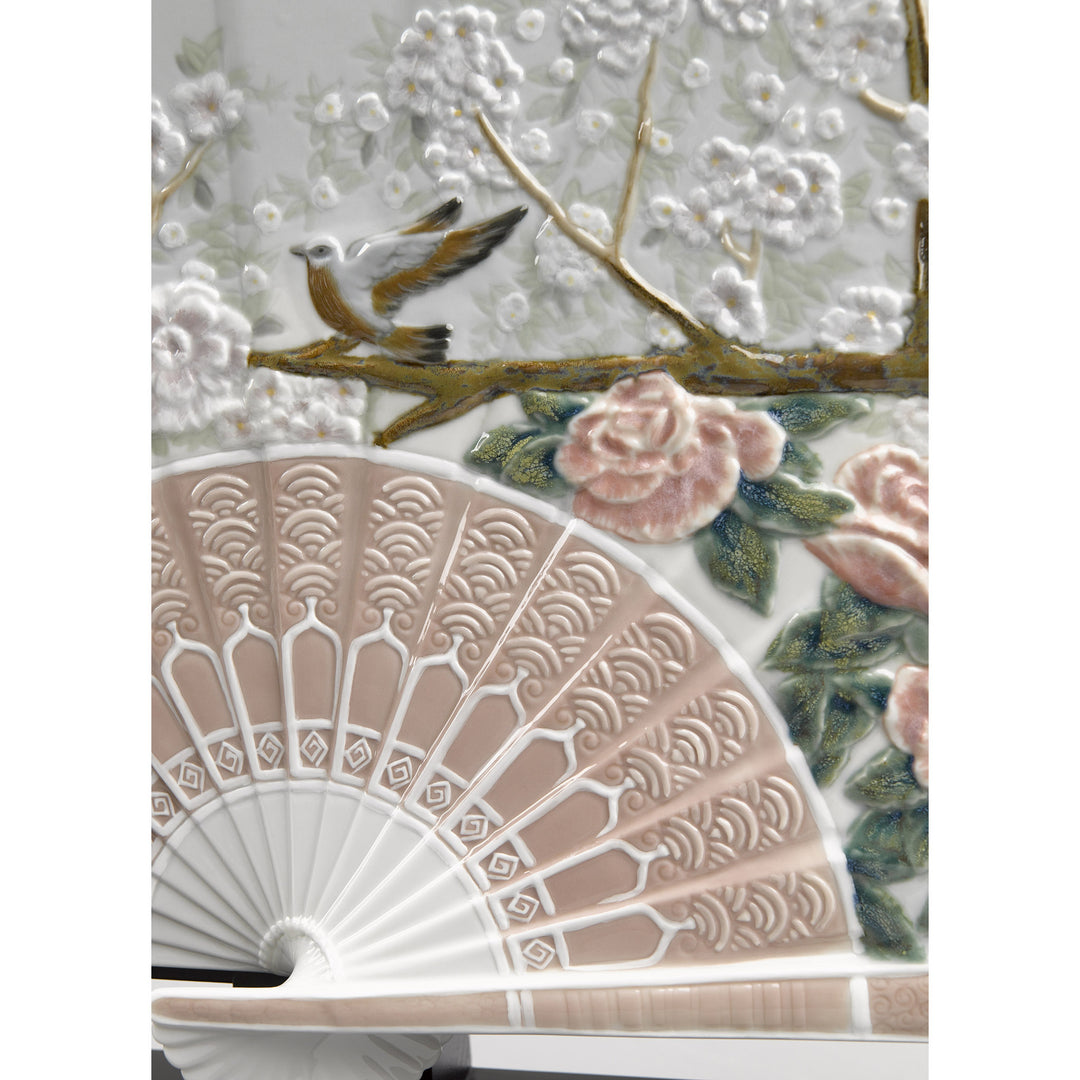Image 4 Lladro Iris and Cherry Flowers Fan Decorative Fan. Limited Edition - 01001936