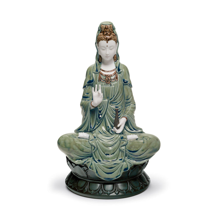 Image 2 Lladro Kwan Yin Figurine. Green - 01001941