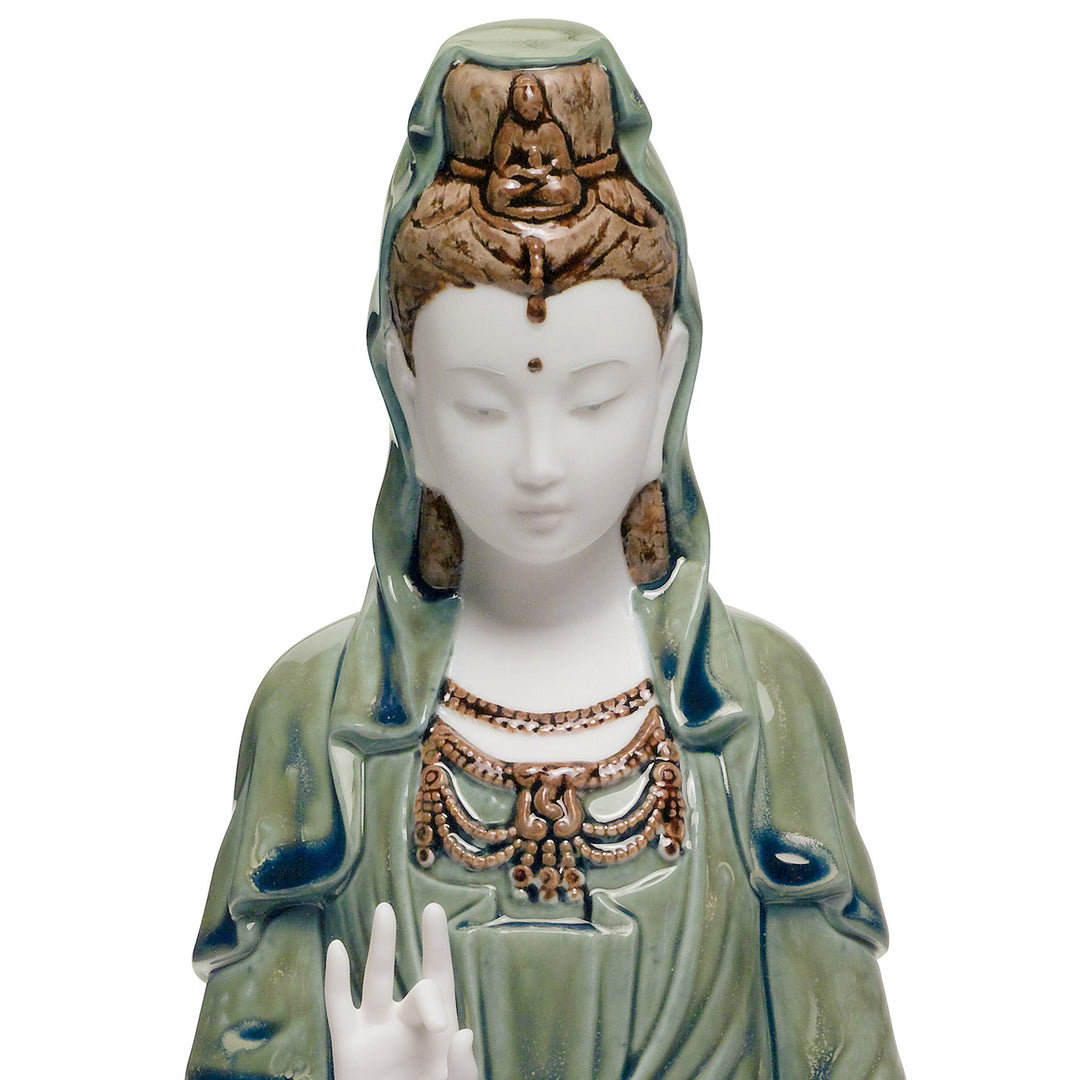 Image 3 Lladro Kwan Yin Figurine. Green - 01001941
