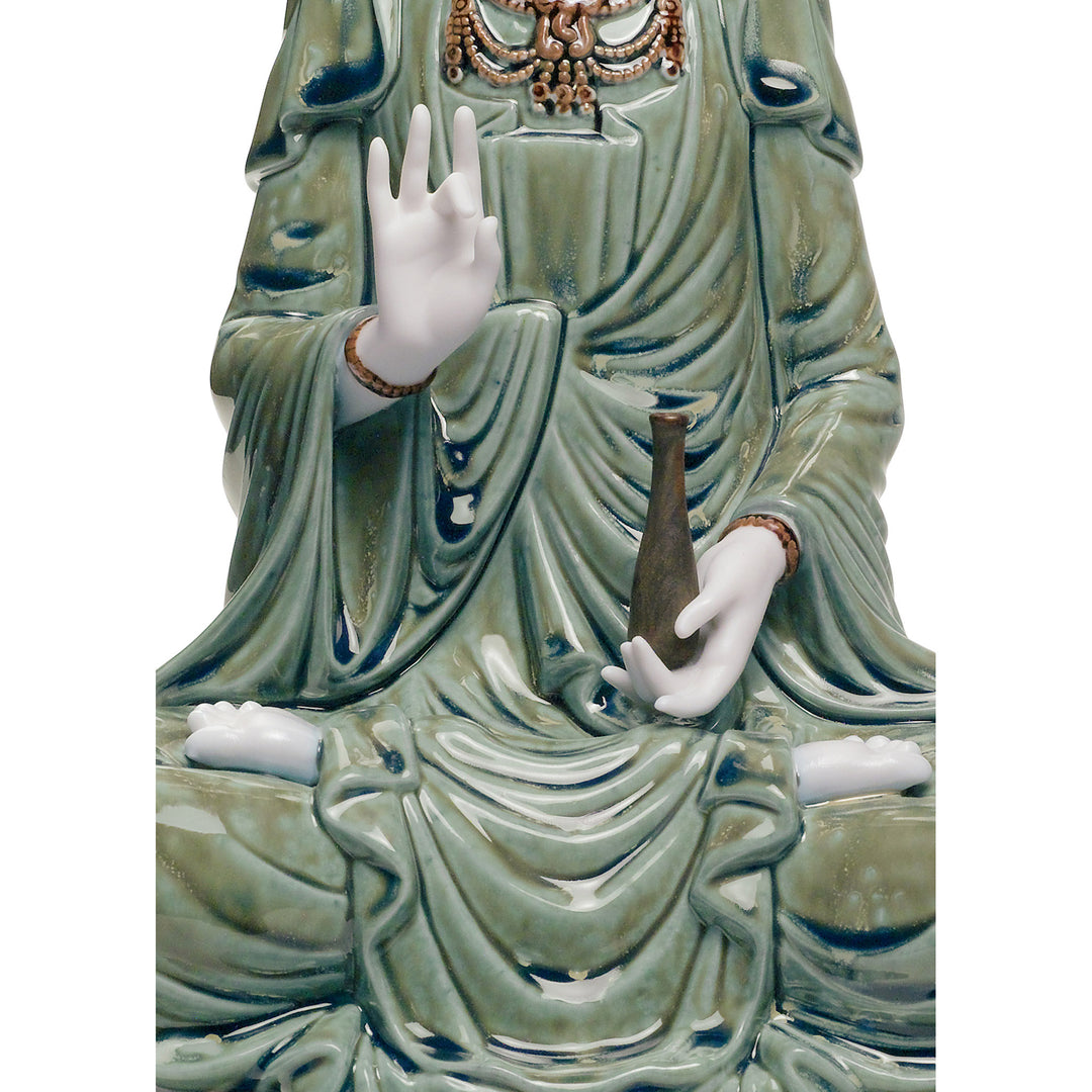 Image 4 Lladro Kwan Yin Figurine. Green - 01001941