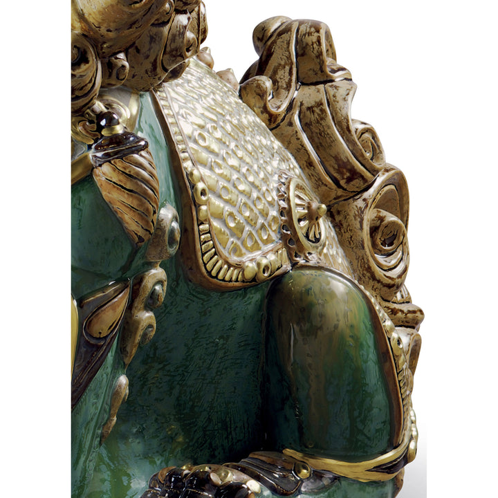 Image 4 Lladro Oriental Lion Sculpture. Green. Limited Edition - 01001987