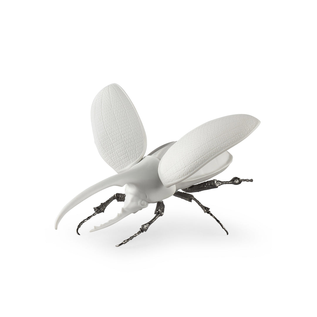Lladro Hercules Beetle Figurine. Matte White - 01009479