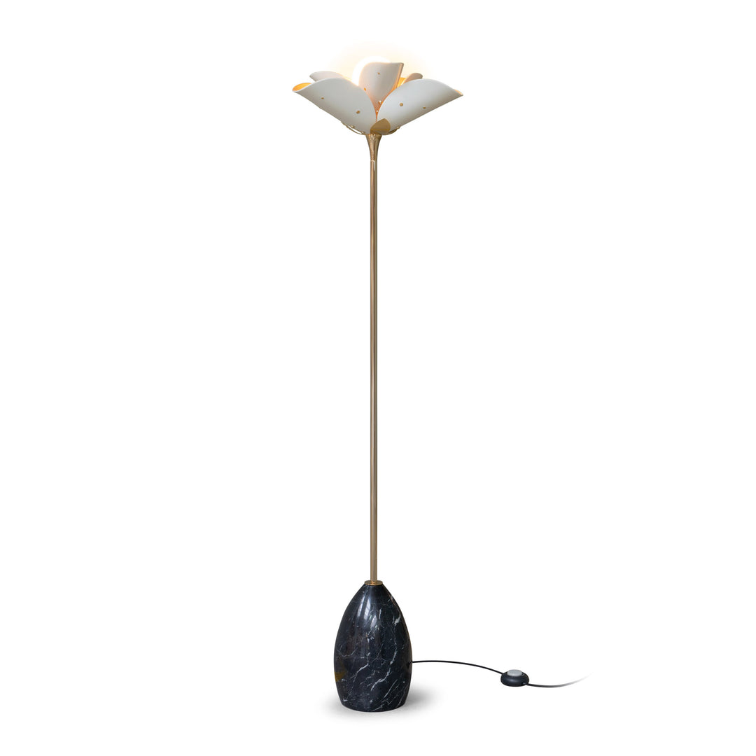 Lladro Blossom Floor Lamp. White and Golden Luster. (US) - 01024130