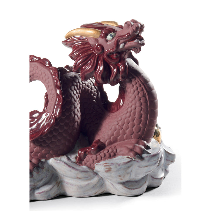 Image 2 Lladro The Dragon Sculpture. Golden Lustre and Red - 01045129