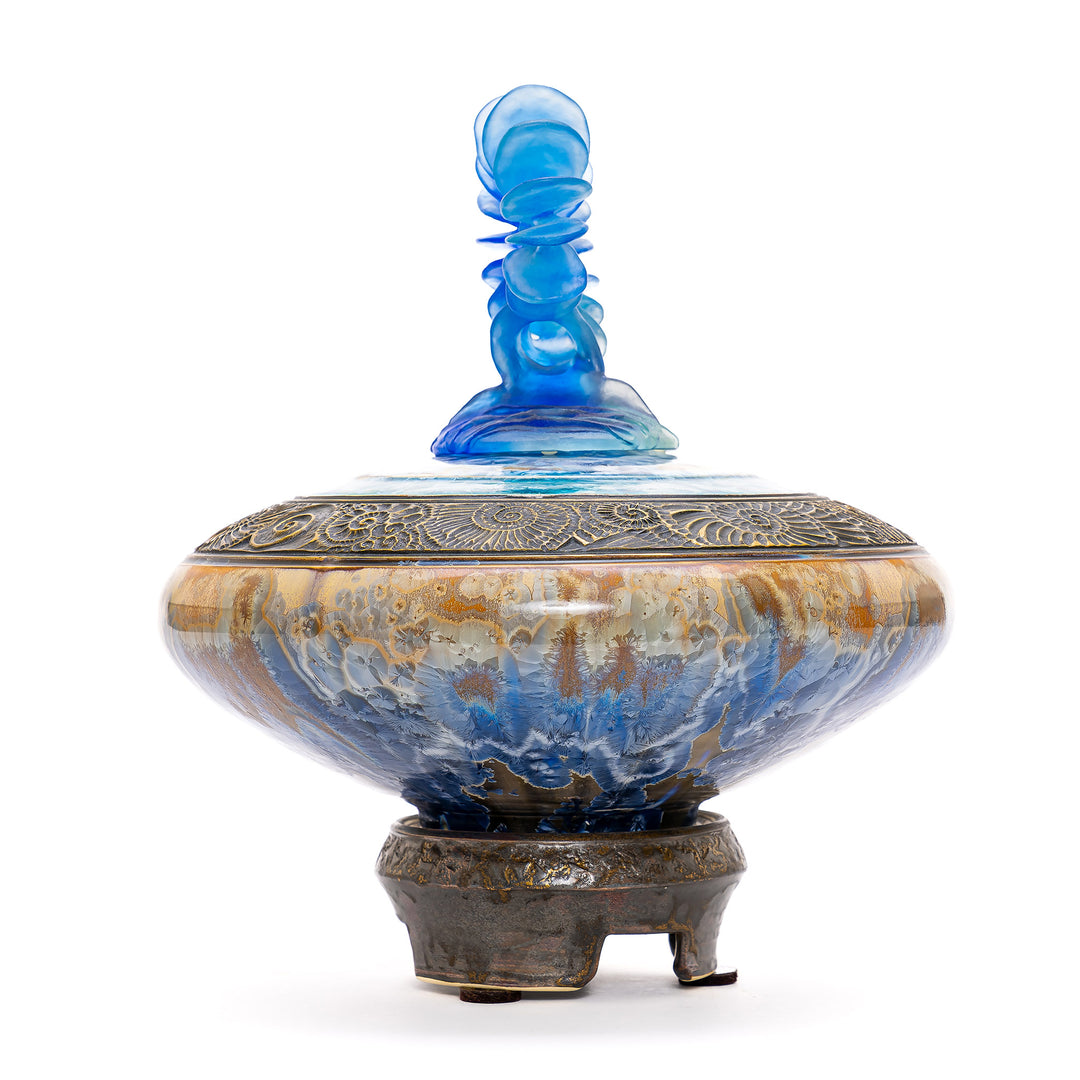 Time Traveler vase featuring Steidel's crystalline glazing technique
