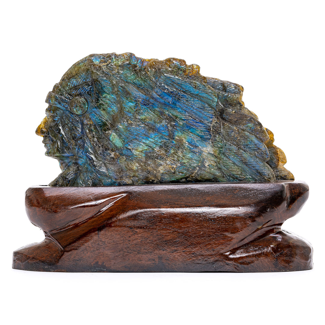 Pair Labradorite Indian Busts