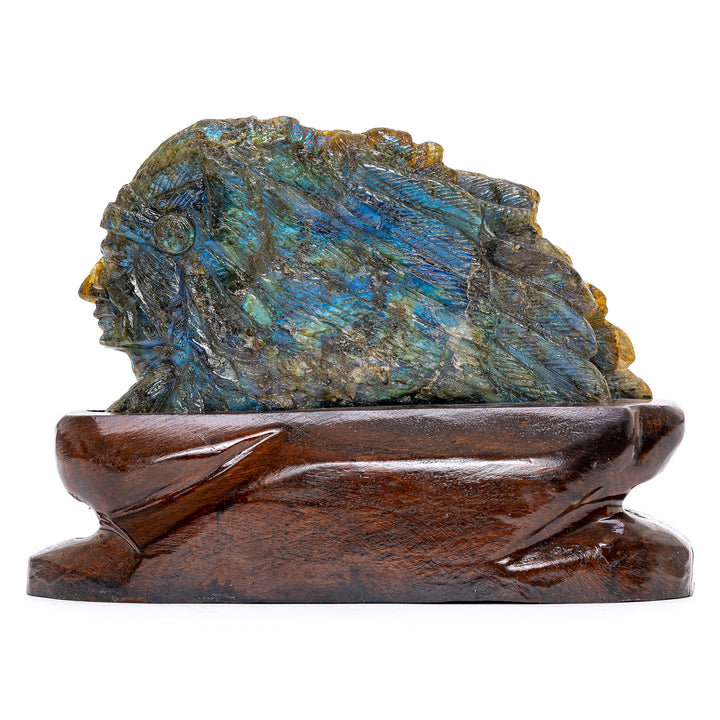 Pair Labradorite Indian Busts