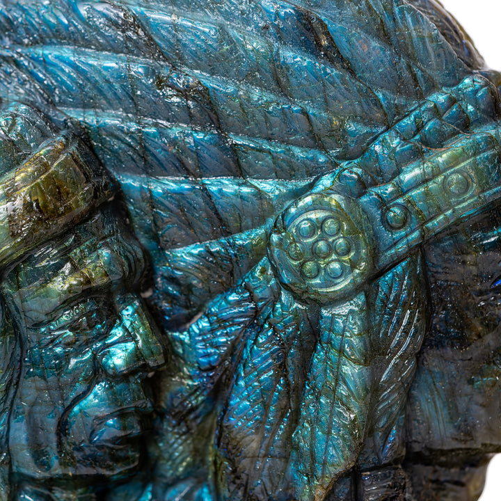 Pair Labradorite Indian Busts