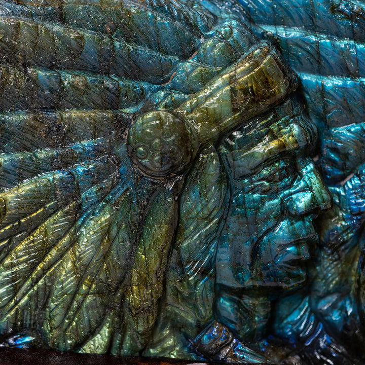 Pair Labradorite Indian Busts