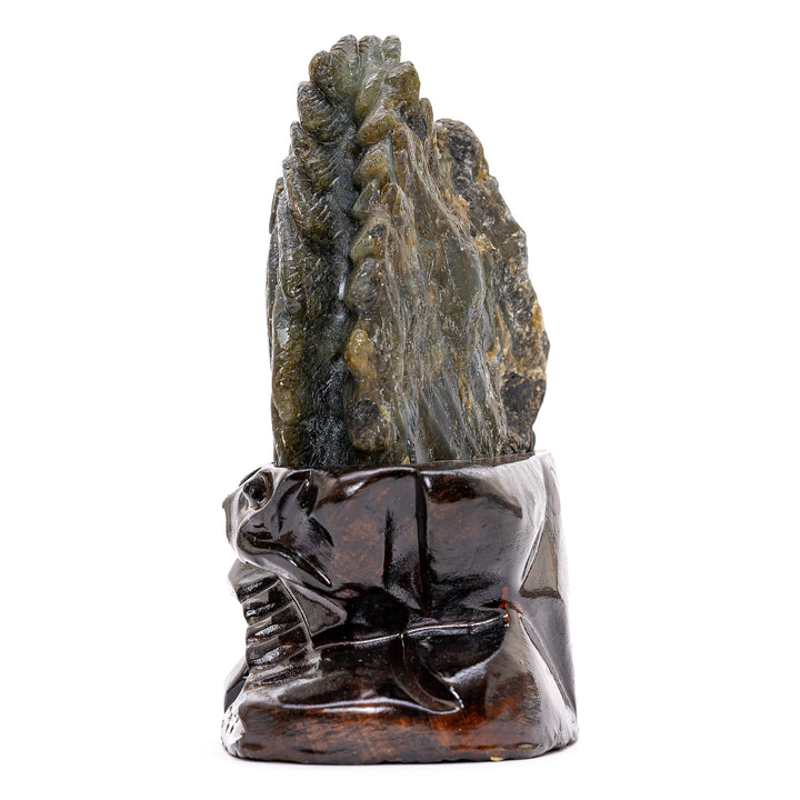 Labradorite Indian & Wolf Bust