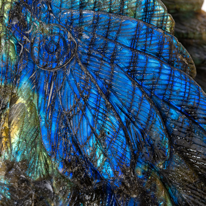 Labradorite Indian & Wolf Bust