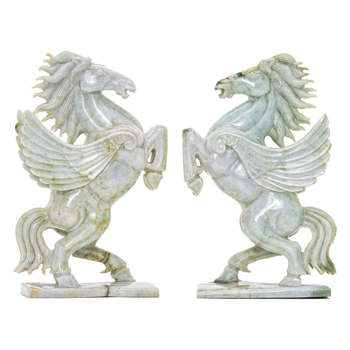 Pair Jade Pegasus Horses