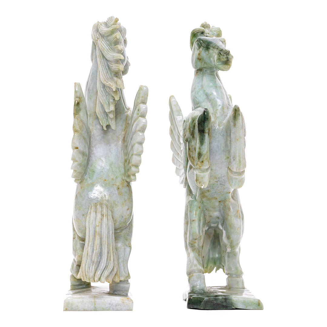 Pair Jade Pegasus Horses