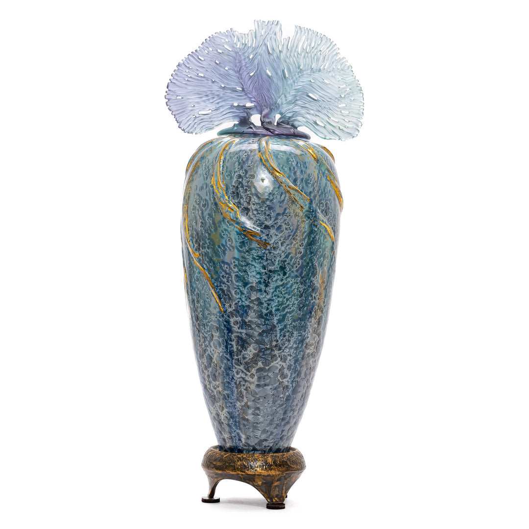 Ocean Whispers Vase with Amber Azure Design