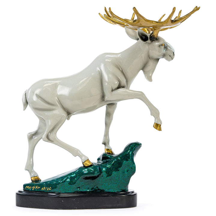 Bronze Moose On Rocky Ledge