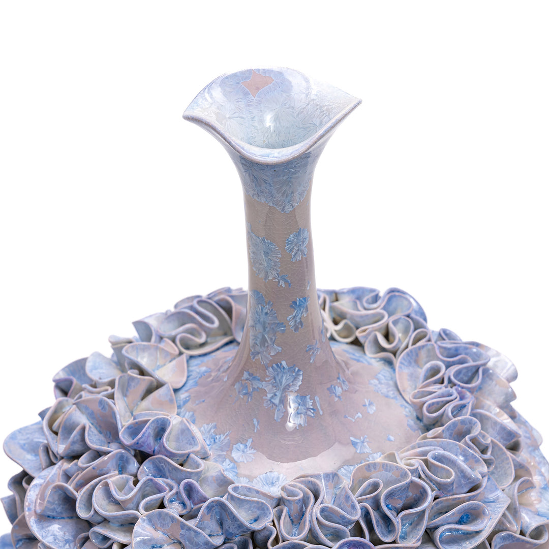 Elongated Lid on Handcrafted Porcelain Vase