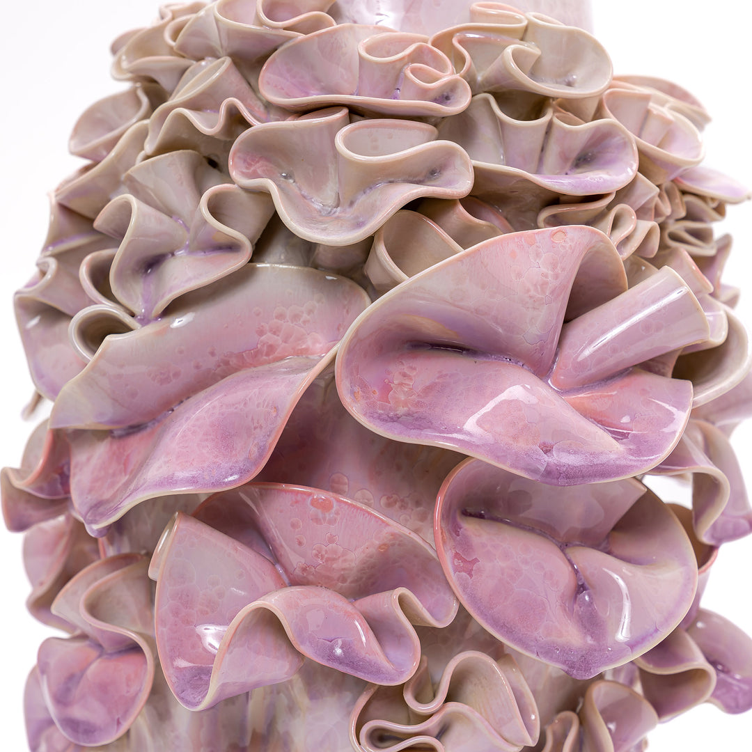 Masterfully crafted rose porcelain vase with sculptural elegance