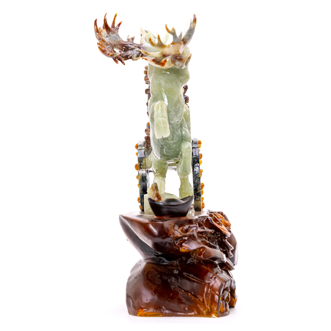 Carved Deer Pulling Barrel