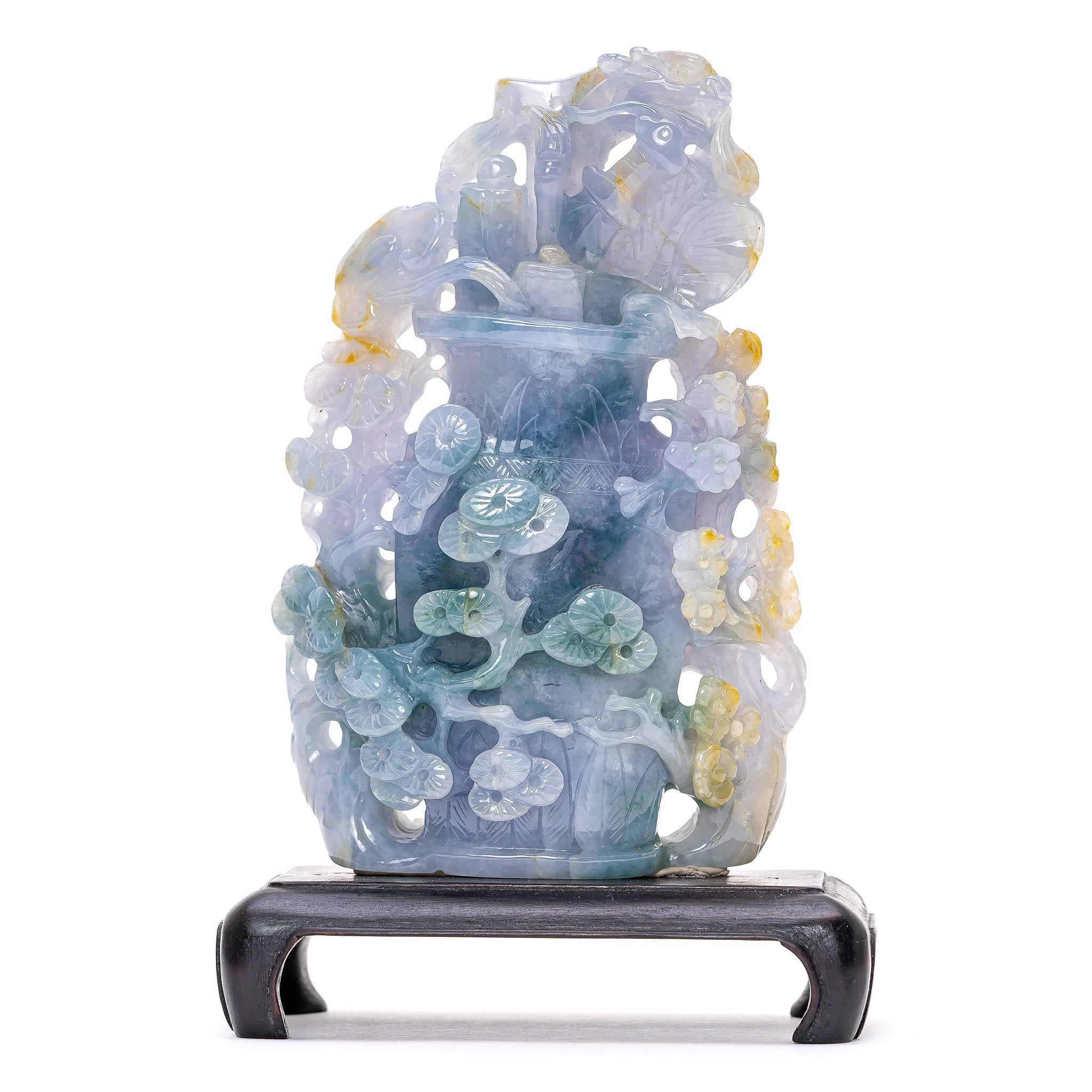 Miniature Jade Flower Vase Exquisite Craftsmanship in Lavender with