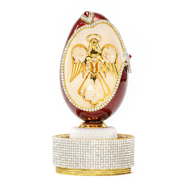 The Egg Fantasy Goose Egg on Crystal Stand XI part of the  exquisite Egg Fantasy collection is handcrafted in the USA from natural ostrich, emu, goose, duck, and quail eggs. Image