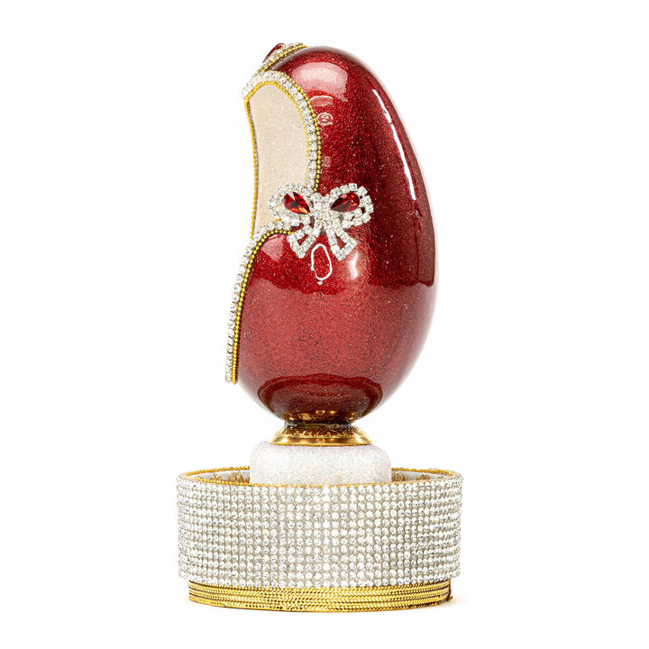 The Egg Fantasy Goose Egg on Crystal Stand XI part of the  exquisite Egg Fantasy collection is handcrafted in the USA from natural ostrich, emu, goose, duck, and quail eggs. Image