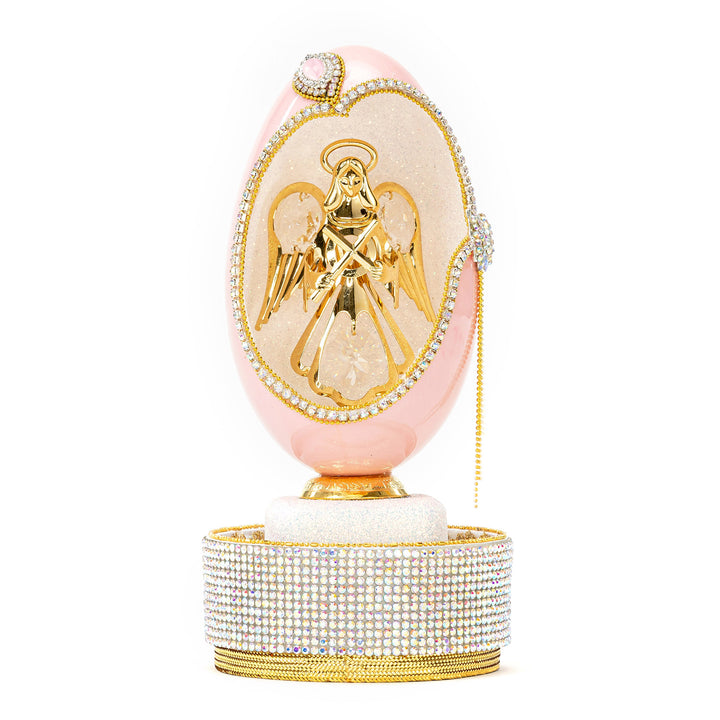 The Egg Fantasy Goose Egg on Crystal Stand XII part of the  exquisite Egg Fantasy collection is handcrafted in the USA from natural ostrich, emu, goose, duck, and quail eggs. Image